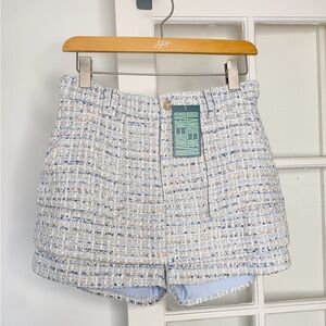 Light Blue Tweed Mini Skort with Shimmer Effect women’s size 4